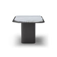 Maison Debrah Weylen side table with white marble top on a vintage brass pedestal base