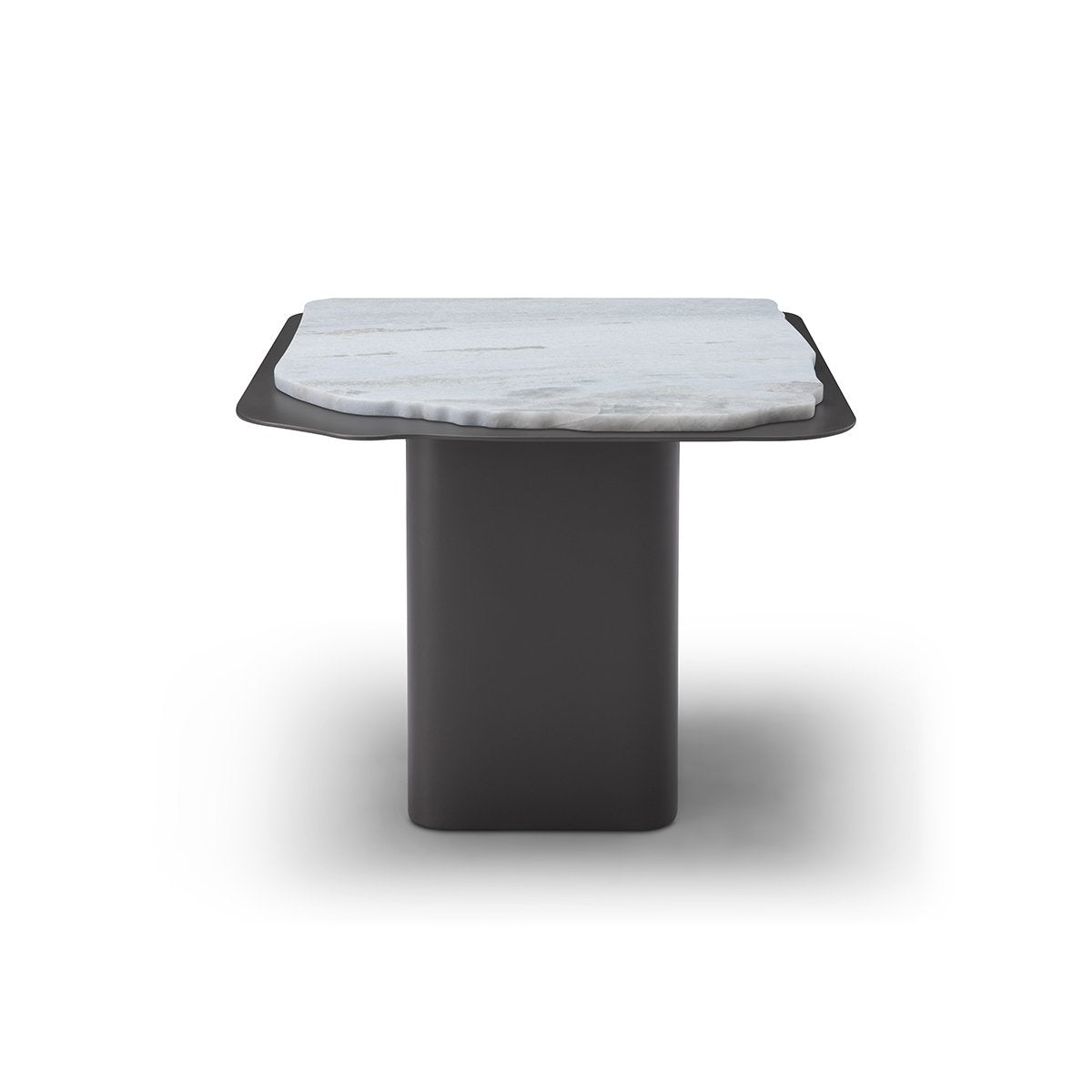 Maison Debrah Weylen side table with white marble top on a vintage brass pedestal base