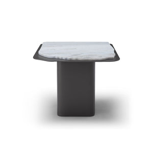Maison Debrah Weylen side table with white marble top on a vintage brass pedestal base