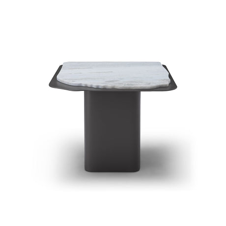 Maison Debrah Weylen side table with white marble top on a vintage brass pedestal base