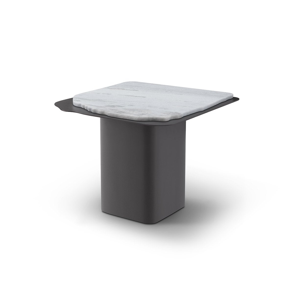 Maison Debrah Weylen side table with white marble top on a vintage brass pedestal base — view 2