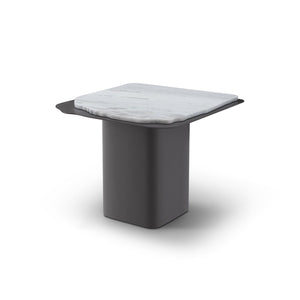 Maison Debrah Weylen side table with white marble top on a vintage brass pedestal base — view 2