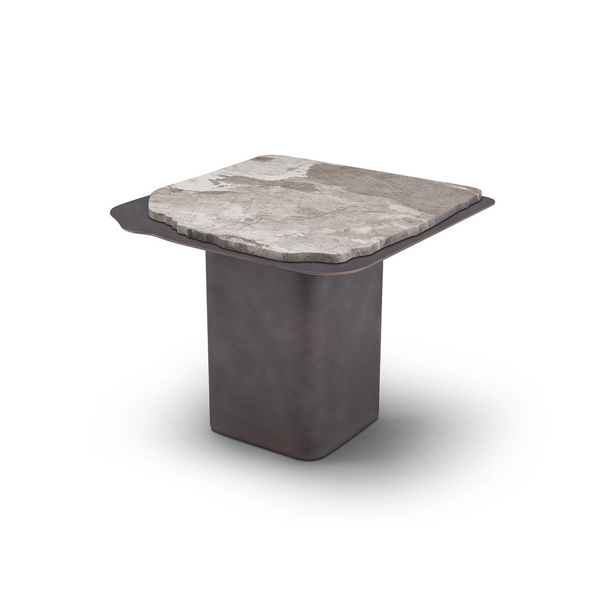 Maison Debrah Weylen side table with white marble top on a vintage brass pedestal base — view 3