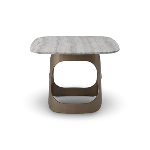 Maison Debrah Tromso silver grey marble side table on a sculpted brass base