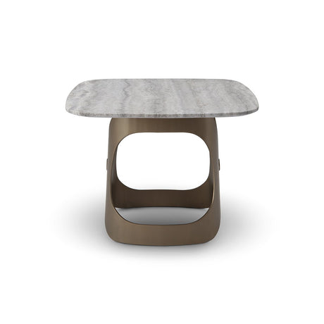 Maison Debrah Tromso silver grey marble side table on a sculpted brass base