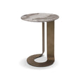 Maison Debrah Niven round side table with leathered brown marble top and brass frame