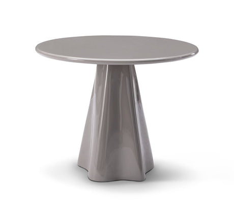 Maison Debrah Fondre Rotonde lobed side table in warm grey high-gloss lacquer