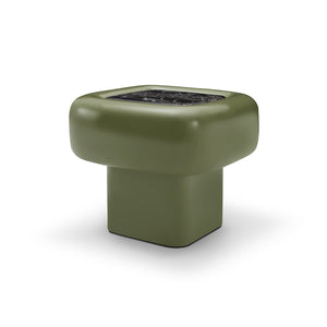 Maison Debrah Ustrel green marble side table in olive high-gloss lacquer