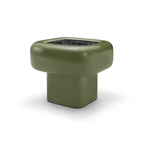 Maison Debrah Ustrel green marble side table in olive high-gloss lacquer