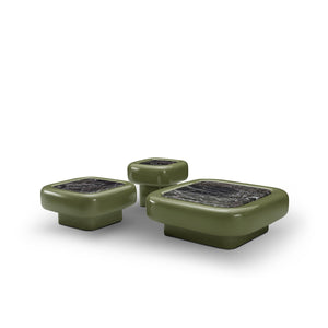 Maison Debrah Ustrel green marble side table in olive high-gloss lacquer — view 2