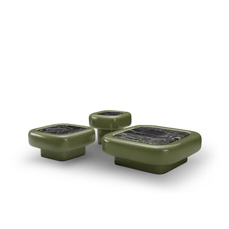 Maison Debrah Ustrel green marble side table in olive high-gloss lacquer — view 2