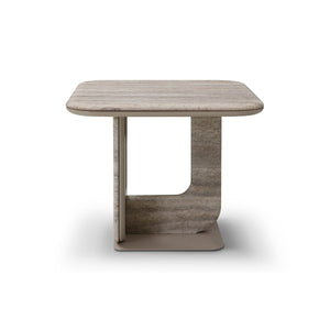 Xeril Travertine End Table with Khaki High-Gloss Lacquer Loop Leg, Maison Debrah, , ,