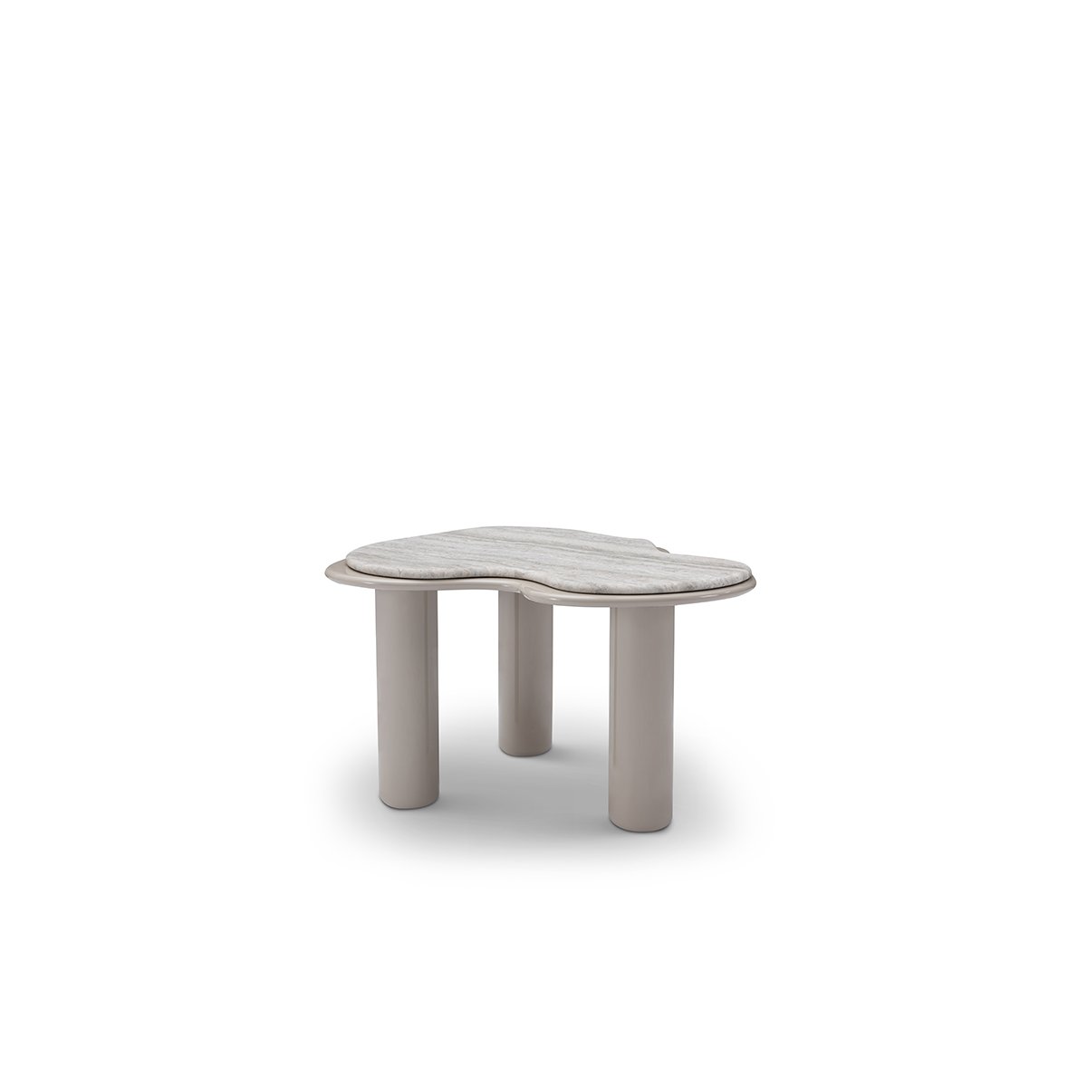 Hestor Cloud-Shaped Travertine Side Table with Khaki Gloss Legs, Maison Debrah, , ,