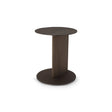 Maison Debrah Belvar round grey metal side table with light grey elm veneer column