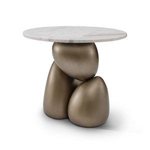 Galettre Round Candaglia Marble Side Table with Brass Pebble Legs, Maison Debrah, , ,