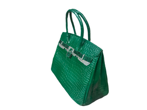 Emerald Green Birkin 40 Brass & Swarovski Handbag Sculpture, Cocolea, , ,