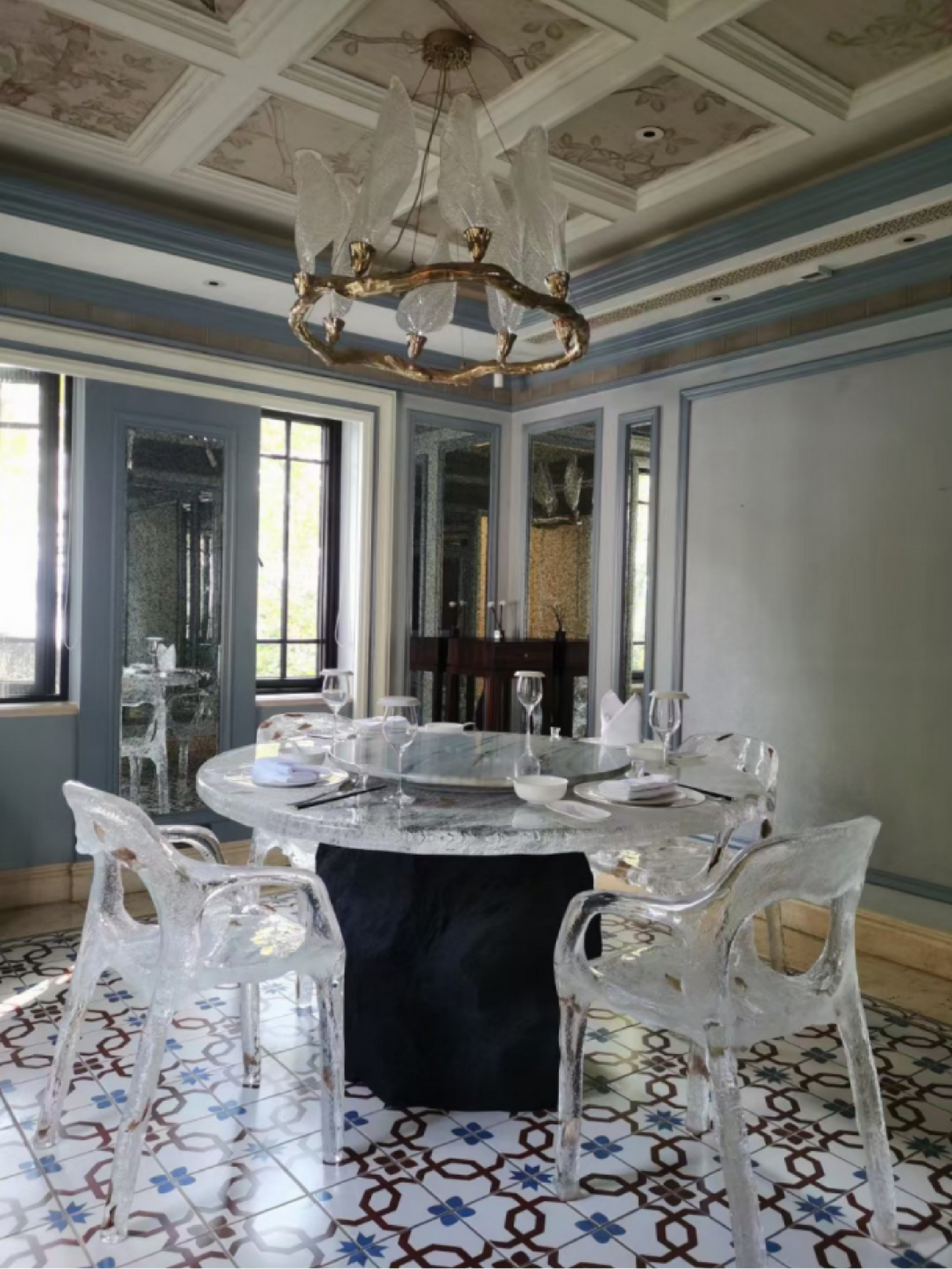 Black Stone Round Dining Table, Cocolea, , ,