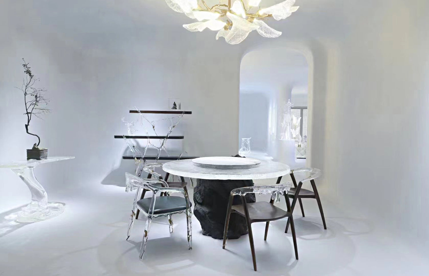 Black Stone Round Dining Table, Cocolea, , ,