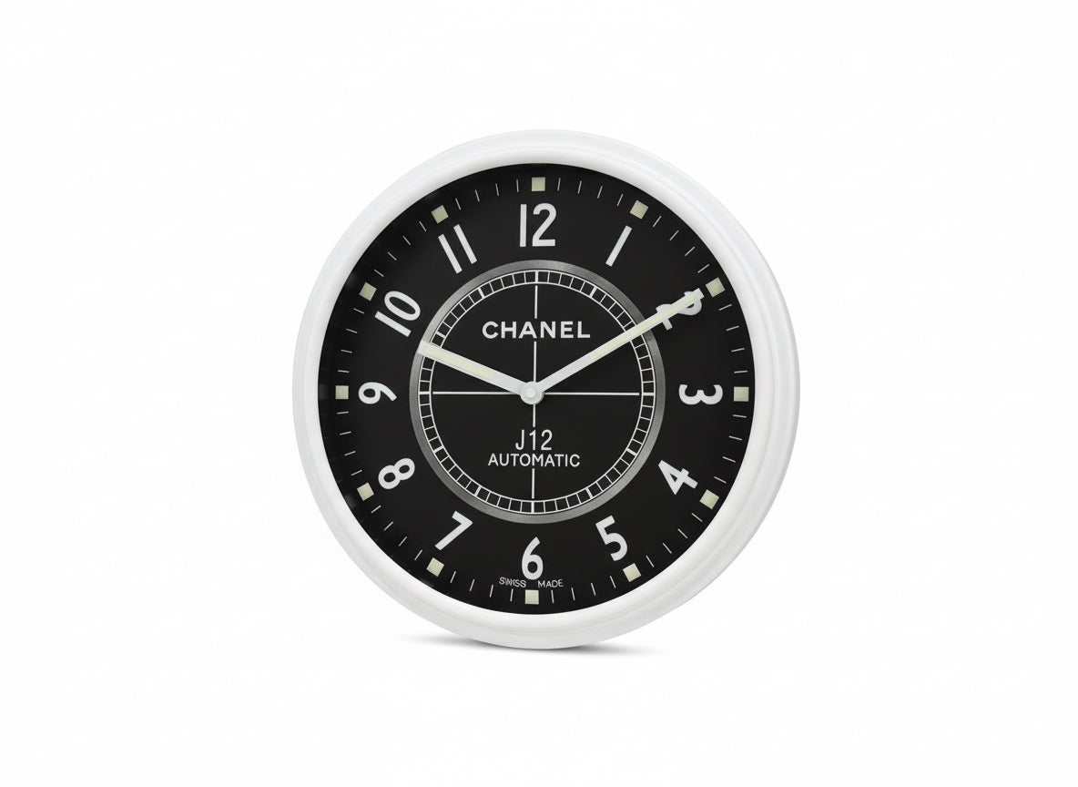 Black & White Decorative Wall Clock | 35cm Quartz – Luxury Logo Style, Cocolea, , ,