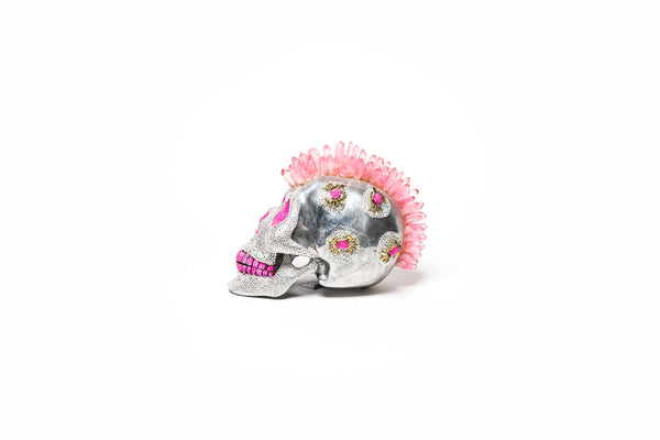 Mr Pinky by Cristian Constantin - LED light up Swarovski & Quartz Skull Sculpture, Cocolea, , ,