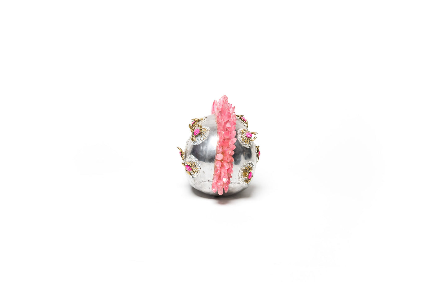 Mr Pinky by Cristian Constantin - LED light up Swarovski & Quartz Skull Sculpture, Cocolea, , ,