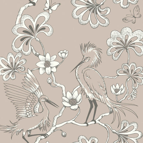 Egrets Wallpaper, Cocolea Natty & Polly, Macadamia, Per roll (61.5 cm × 10 m),