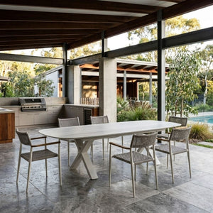 Alba Outdoor Extension Dining Table – White by Satara – view 2