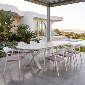 Alba Outdoor Extension Dining Table – White by Satara – view 7