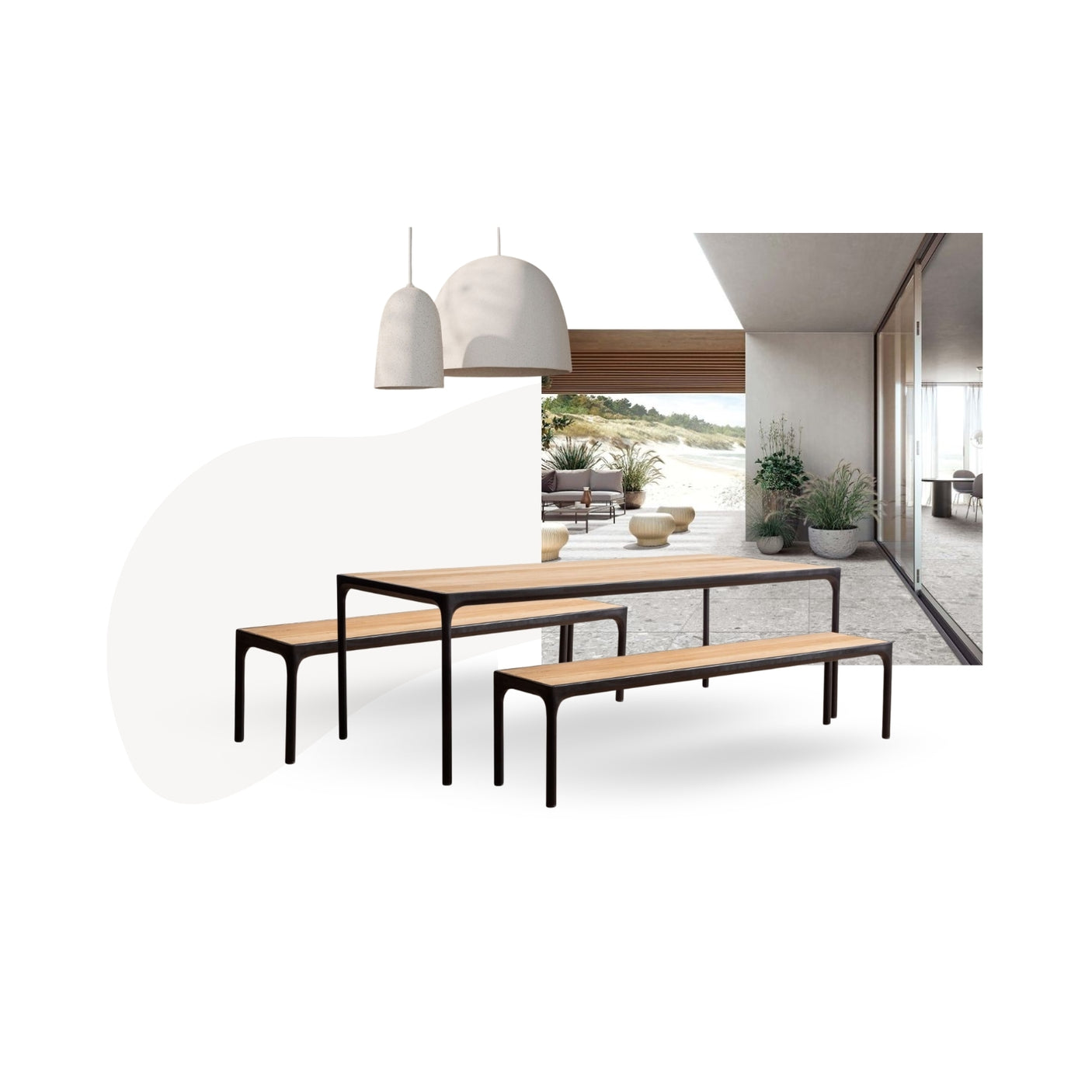 Tyson Dining Table + Tyson Bench - Black Cocolea