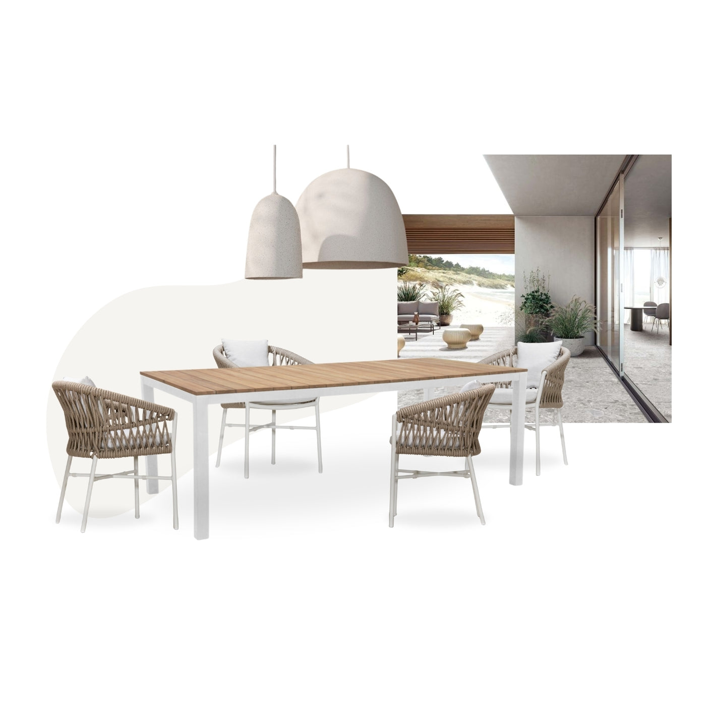 Lido Dining Table + Mila Armchair - White, Cocolea, , ,