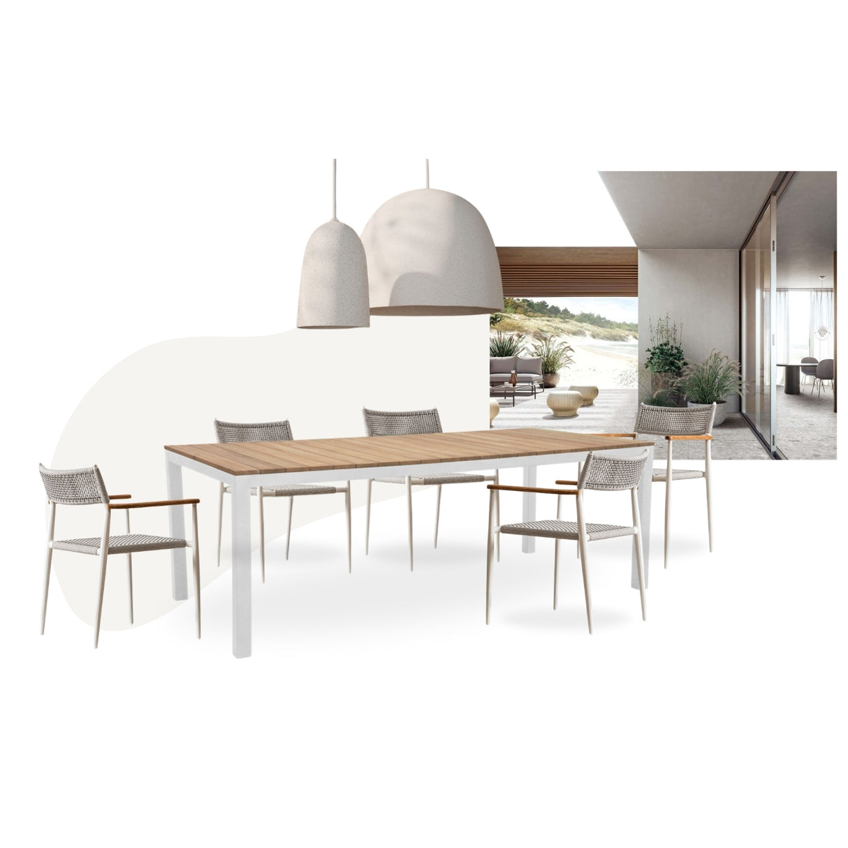 Lido Dining Table + Calli Armchair - White, Cocolea, , ,