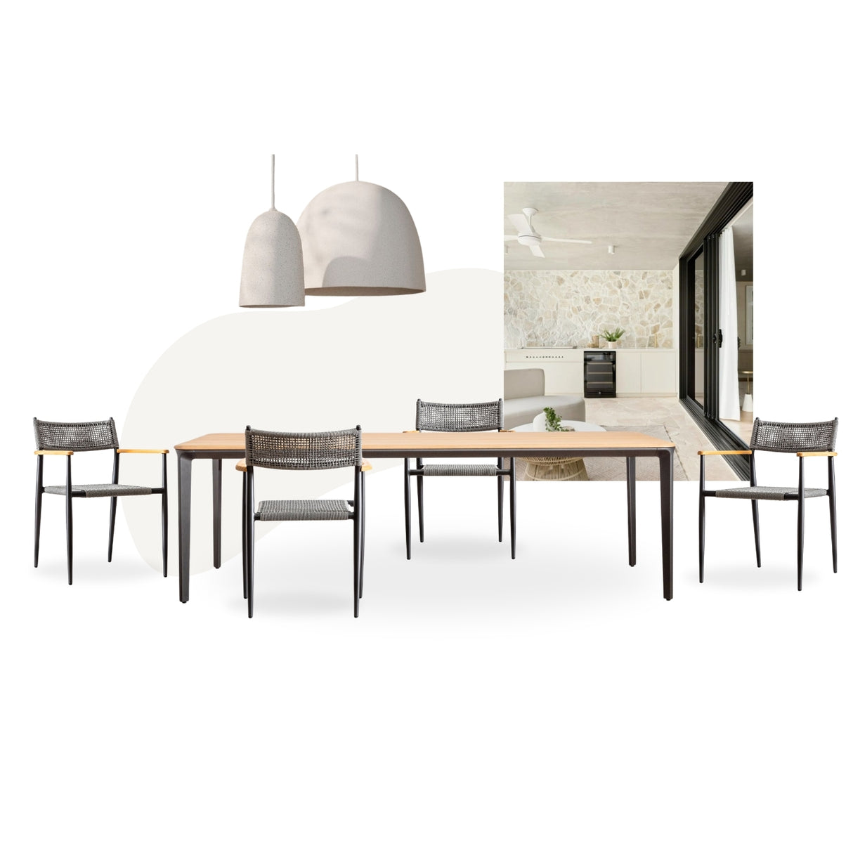 Marco Dining Table + Calli Armchair - Blk, Cocolea, , ,
