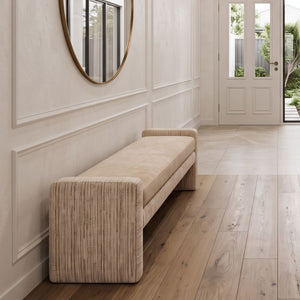 Harris Upholstered Bench – Almond & Oxford Tan, Satara, , ,