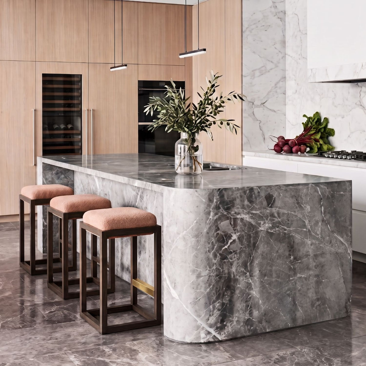 Lucia Bar Stool – Maja Fawn/Coal Oak by Satara – view 2