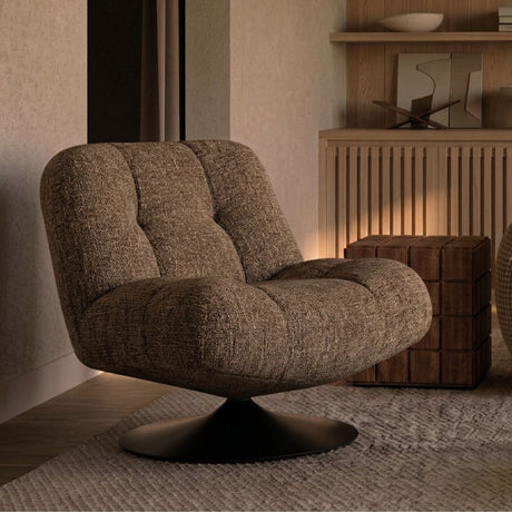 Arnie Swivel Chair – Milan Berber Brown by Satara – view 2