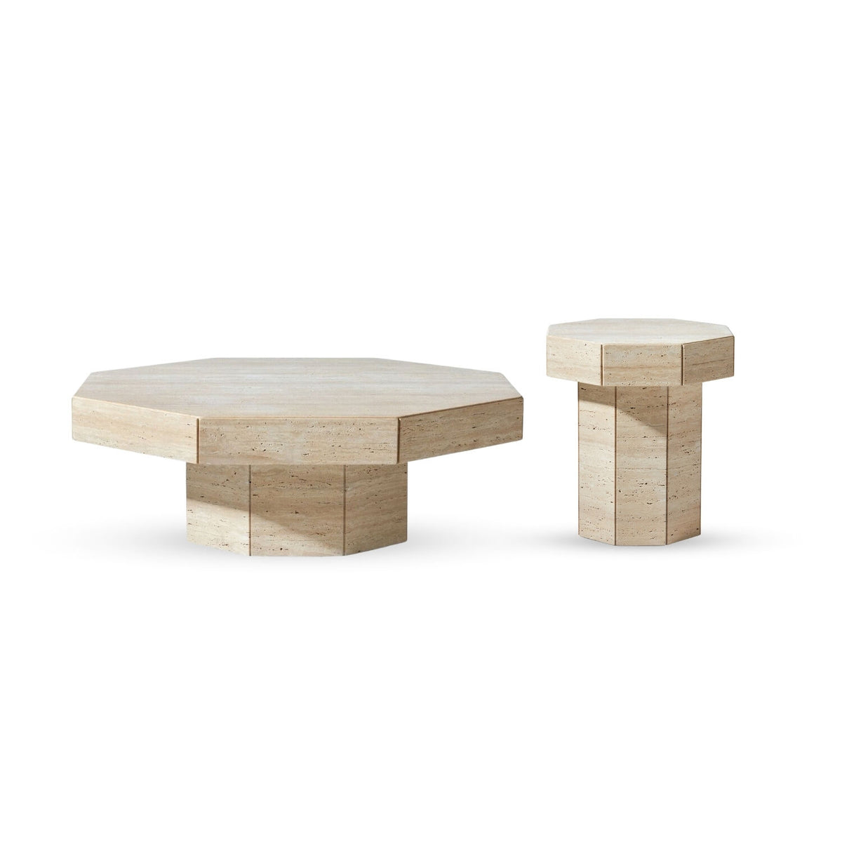 Bel Air Side Table – Matte Ivory Travertine, Satara, , ,