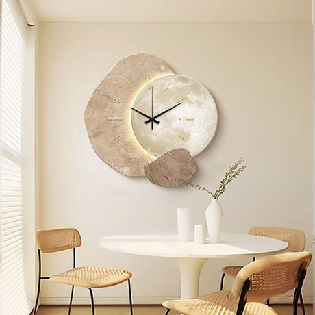 Luce Travertine Halo Wall Clock – Gold Sculptural with LED Feature