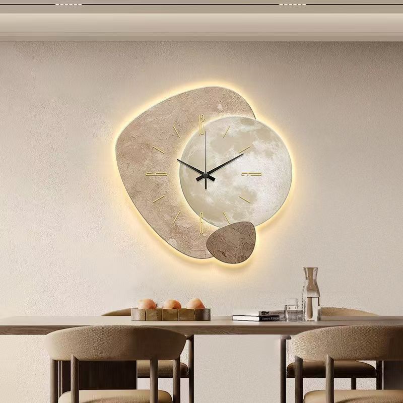 Luce Travertine Halo Wall Clock – Gold Sculptural with LED Feature, Cocolea, , ,