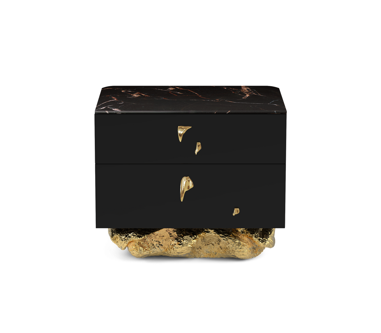 Incanto Nero Marble & Gold Sculptural Bedside Table, Cocolea, , ,