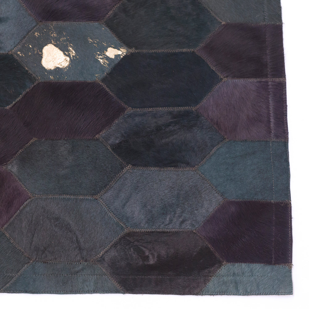 Hornet Teal and Gold Art Hide Rug, Cocolea, , ,