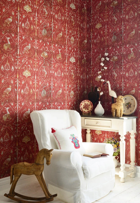 Hunter's Tapestry wallpaper by Natty & Polly, styled in an interior