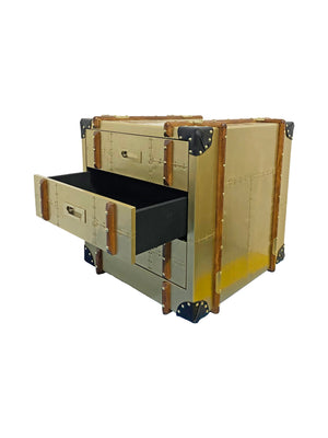 Aviator Spitfire Spitfire Brass Bedside Table with Drawers, Cocolea, , ,