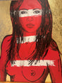 ‘Mallory’ Red Nude on Gold Leaf Metal gilding on Canvas (Original Artwork David Bromley), David Bromley, , ,