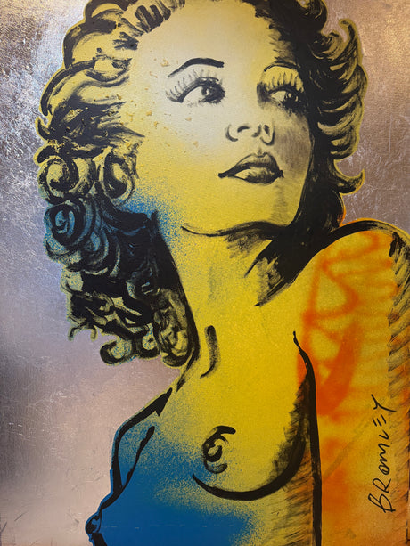 ‘Hilary’ Nude Acrylic and Oil on Silver Leaf Metal gilding on Canvas (Original Artwork David Bromley), David Bromley, , ,