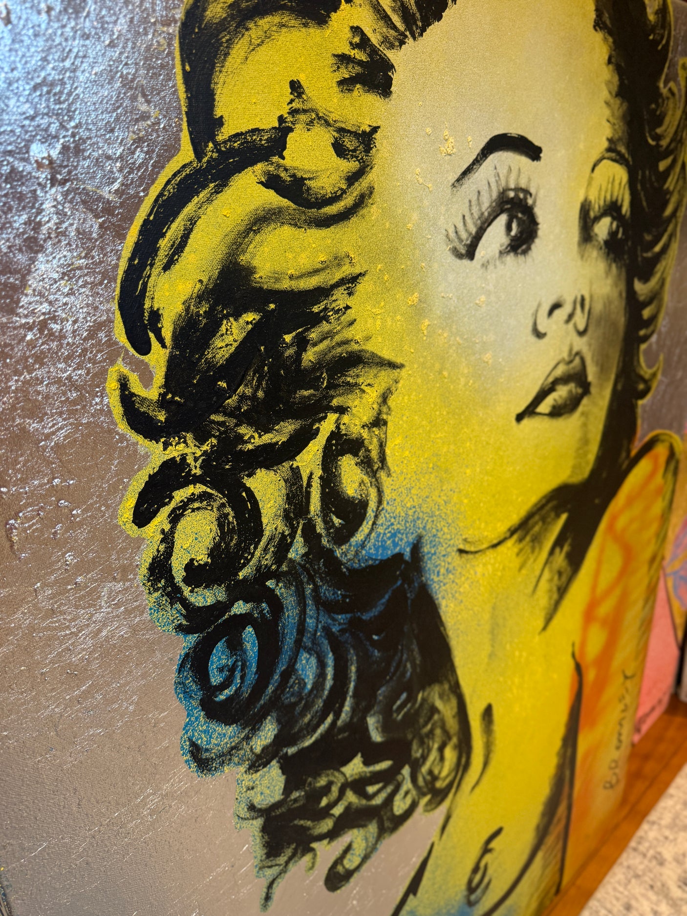 ‘Hilary’ Nude Acrylic and Oil on Silver Leaf Metal gilding on Canvas (Original Artwork David Bromley), David Bromley, , ,