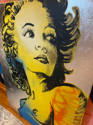 ‘Hilary’ Nude Acrylic and Oil on Silver Leaf Metal gilding on Canvas (Original Artwork David Bromley), David Bromley, , ,