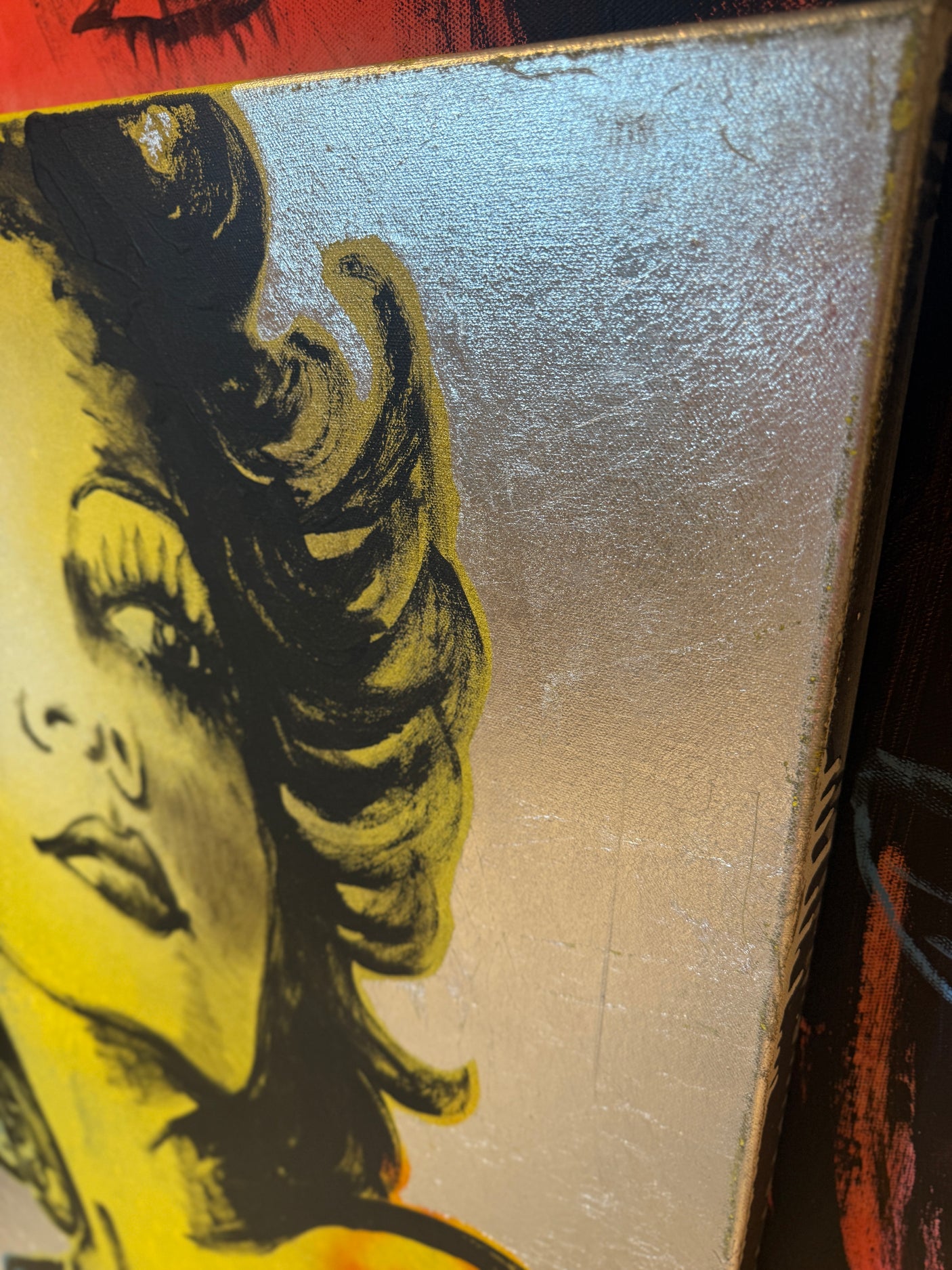 ‘Hilary’ Nude Acrylic and Oil on Silver Leaf Metal gilding on Canvas (Original Artwork David Bromley), David Bromley, , ,