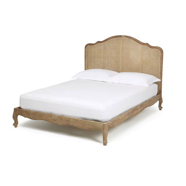 Loire Curved Rattan & Oak King Bed – French Provincial Design (Copy)