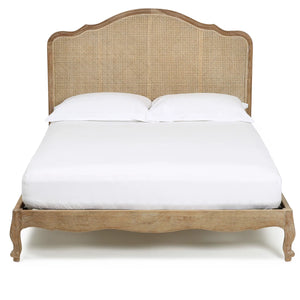 Loire Curved Rattan & Oak Queen Bed – French Provincial Design