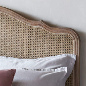 Loire Curved Rattan & Oak Queen Bed – French Provincial Design